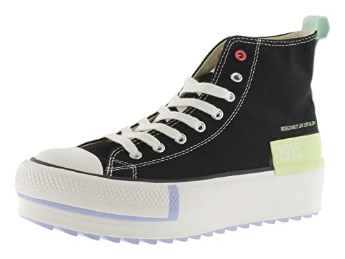 victoria High-Top Tribu Canvas & Retro-Logo & Doppelt gezahnte Sohle 1061128 für Damen Negro 40 von victoria
