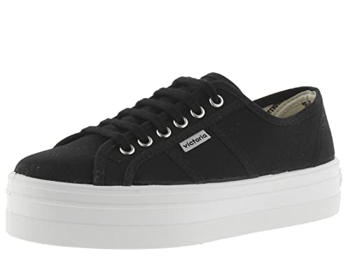 victoria Damen Low-top 109200-WOMEN Low-TOP Barcelona Canvas & PLATTFORM Negro 35 von victoria