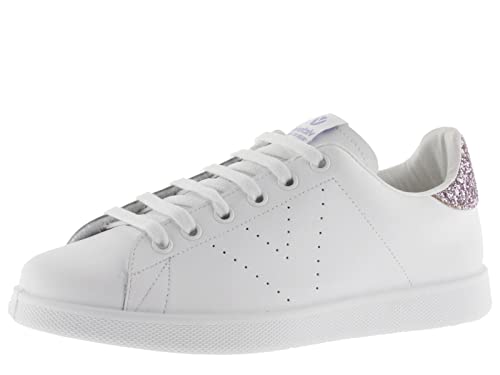 victoria Damen Low-top 1125104-WOMEN Low-TOP Tenis Leder & Ferse AUS Glitter & PERFORIERTES Logo LIRIO 35 von victoria