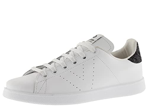 victoria Low-Top Tennis Leder & Glitter-Ferse & Perforiertes Logo 1125104 für Damen Negro 35 von victoria