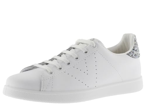 victoria Low-Top Tennis Leder & Glitter-Ferse & Perforiertes Logo 1125104 für Damen Antracita 38 von victoria