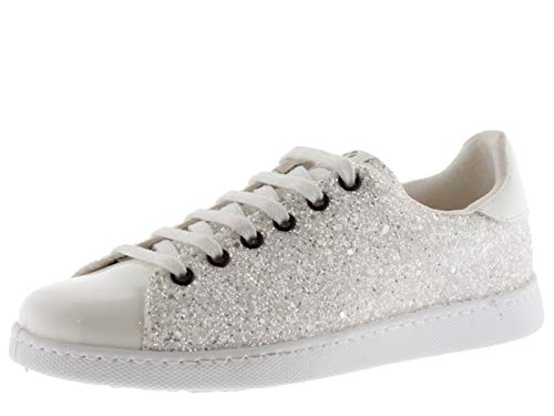 victoria Low-Top Tennis Glitter & Metallic-Details & Passende Schnürsenkel 112558 für Damen Blanco 41 von victoria