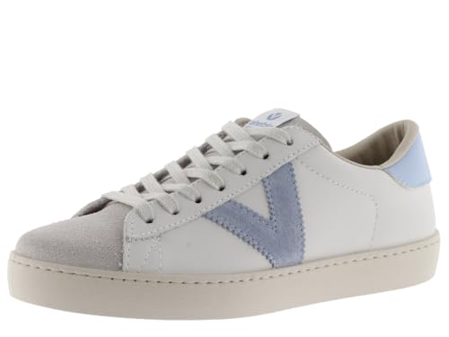 victoria Unisex – Erwachsene Low-top 1126142-WOMEN Low-TOP Berlin Leder & Spitze AUS Spaltleder & Kontrast Celeste 39 von victoria