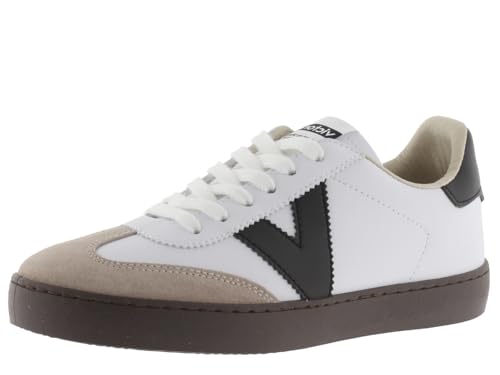 victoria Low-Top Unisex Berlin Ciclista Leder-Effekt & Kontrast-Teile & Spaltleder-Zehe 1126186 für Erwachsene Blanco 37 von victoria
