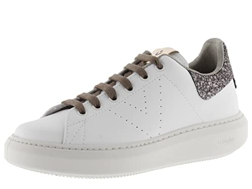 victoria Damen Low-top 1263103-WOMEN Low-TOP Milan Lederoptik & Ferse AUS Glitter & PERFORIERTES Logo Nude 40 von victoria