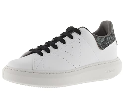 victoria Damen Low-top 1263104-WOMEN Low-TOP Milan Lederoptik & Ferse AUS Schlangenmuster & PERFORIERTES Logo Antracita 36 von victoria