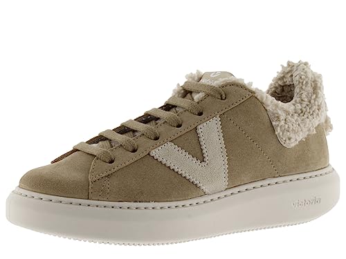 victoria Damen Low-top 1263109-WOMEN Low-TOP Milan Spaltleder & Ferse AUS SCHAFFELL Taupe 35 von victoria