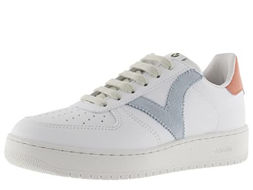 victoria Low-Top Unisex Madrid Leder-Effekt & Kontrast-Farbigeteile 1258201 für Erwachsene Celeste 39 von victoria