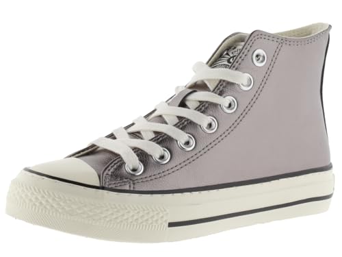 victoria High-Top Tribu Metallic-Leder-Effekt & Retro-Logo & Glänzender Sohle 1057106 für Damen Plata 37 von victoria
