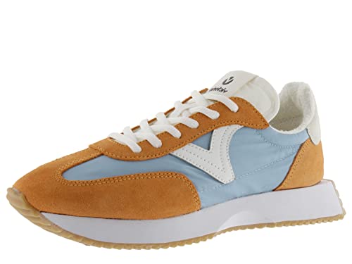 victoria Low-Top Cosmos Nylon & Farbige & Spaltleder Teile & Gezahnte Sohle 1134100 für Damen Azul 36 von victoria