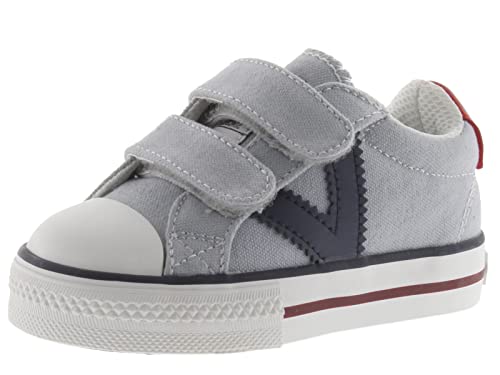 victoria Unisex Low-Top Tribu Canvas & Kontrast-Logo & Klettverschlüsse 1065163 für Kinder GRIS 22 von victoria