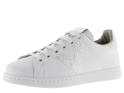 victoria Low-Top Tennis Leder & Glitter Logo & Ferse 1125188 für Damen Blanco 38 von victoria