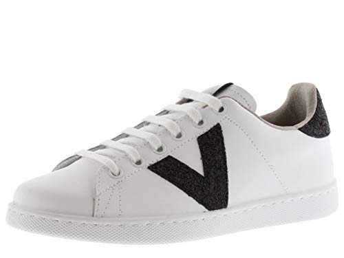 victoria Low-Top Tennis Leder & Glitter Logo & Ferse 1125188 für Damen Negro 35 von victoria