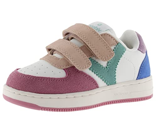 victoria Low-Top Unisex Tiempo Leder-Effekt & Mehrfarbige Spaltlederteile & Klettverschlüsse 1124116 für Kinder ROSA 24 von victoria
