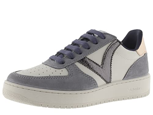 victoria Low-Top Madrid Leder-Effekt & Metallic & Spaltleder Teile Im Kontrast 1258222 für Damen GLACIAR 37 von victoria