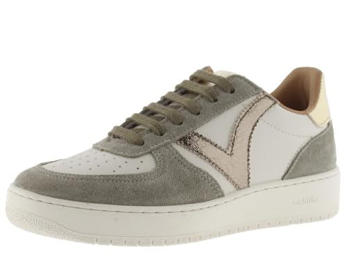 victoria Low-Top Madrid Leder-Effekt & Metallic & Spaltleder Teile Im Kontrast 1258222 für Damen KAKI 41 von victoria