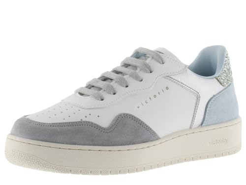 victoria Low-Top Madrid Leder-Effekt & Metallic & Spaltleder Teile Im Kontrast 1258263 für Damen Celeste 40 von victoria
