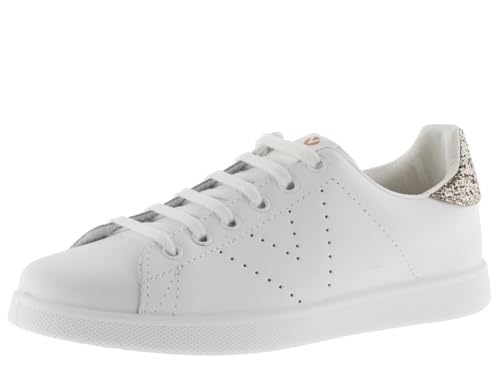 victoria Low-Top Tennis Leder & Glitter-Ferse & Perforiertes Logo 1125104 für Damen ROSA 36 von victoria