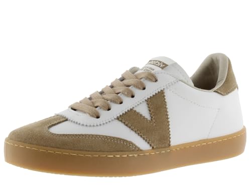 victoria Low-Top Unisex Berlin Ciclista Leder-Effekt & Spaltlederteile Im Kontrast & Passende Schnürsenkel 1126207 für Erwachsene BEIGE 44 von victoria