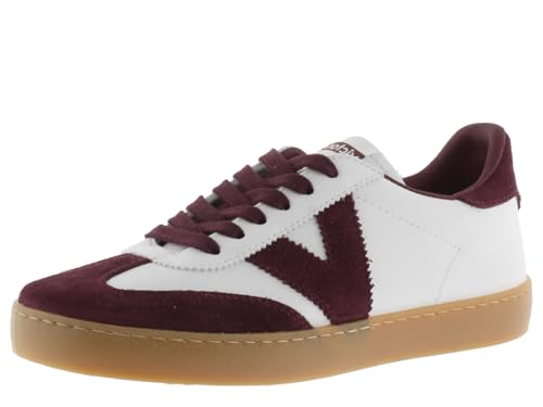 victoria Low-Top Unisex Berlin Ciclista Leder-Effekt & Spaltlederteile Im Kontrast & Passende Schnürsenkel 1126207 für Erwachsene Burdeos 42 von victoria