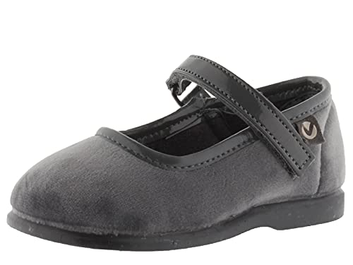 victoria Mary Janes Alba Samt & Klettverschluss & Passende Sohle 102752 für Mädchen GRIS 18 von victoria