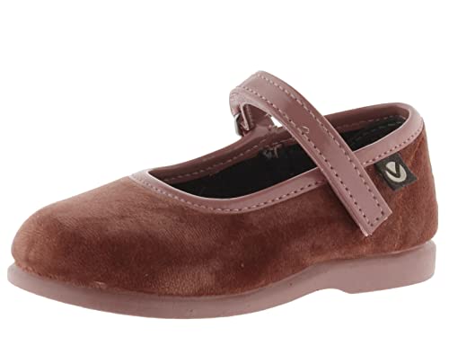 victoria Mary Janes Alba Samt & Klettverschluss & Passende Sohle 102752 für Mädchen Nude 26 von victoria