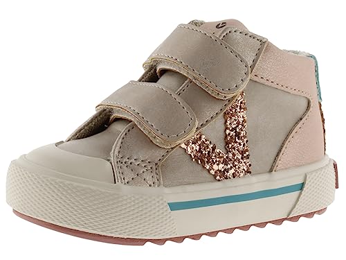 victoria Mädchen High-top 1065187-KIDS HIGH-TOP TRIBU METALLISCHER Glanz-Effekt & Logo Glitter & Klettverschluss Nude 24 von victoria