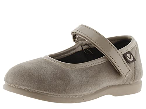 victoria Mary Janes Alba Samt & Klettverschluss & Passende Sohle 102752 für Mädchen BEIGE 20 von victoria