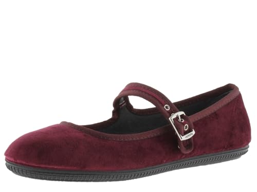 victoria Mary Janes Oda Samt & Passende Paspel & Schnalle 104913 für Damen Burdeos 38 von victoria