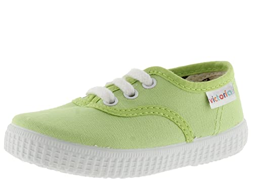 victoria Plimsoll Unisex 1915 Canvas & Weiße Schnürsenkel 106613 für Kinder PISTACHO 32 von victoria