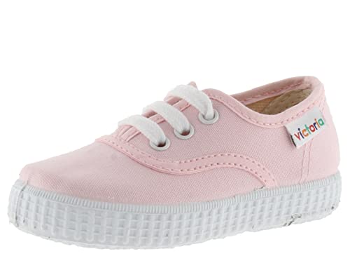 victoria Plimsoll Unisex 1915 Canvas & Weiße Schnürsenkel 106613 für Kinder ROSA 22 von victoria