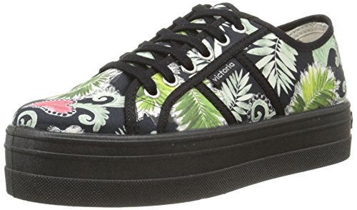 Victoria Unisex-Erwachsene Basket Flores Y Corazones Plataforma Niedrige Sneaker, Schwarz 10 Negro, 36 EU von victoria