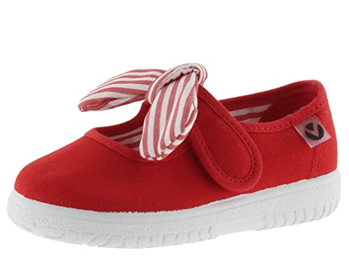 victoria Unisex – Kinder Mary Jane 105110-KIDS Mary Jane OJALÁ Canvas & Klettverschluss & Schleife Streifenmuster Rojo 19 von victoria