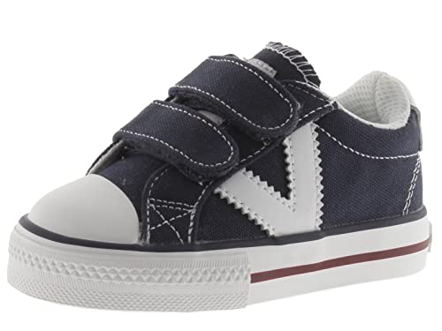 victoria Unisex Low-Top Tribu Canvas & Kontrast-Logo & Klettverschlüsse 1065163 für Kinder Marino 23 von victoria