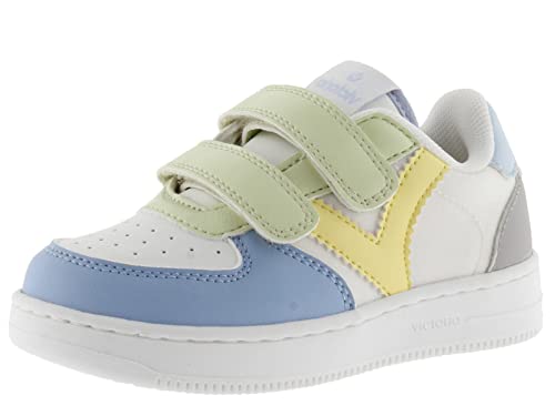 victoria Unisex – Kinder Low-top 1124109-KIDS Low-TOP Tiempo Lederoptik Mehrfarbig & Klettverschluss Azul 22 von victoria