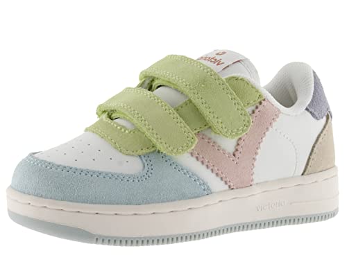 victoria Low-Top Unisex Tiempo Leder-Effekt & Mehrfarbige Spaltlederteile & Klettverschlüsse 1124116 für Kinder Celeste 31 von victoria