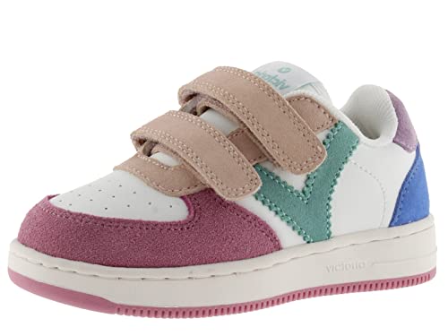 victoria Unisex – Kinder Low-top 1124116-KIDS Low-TOP Tiempo Nylon & MEHRFARBIGE SPALTLEDERSTÜCKE & Klettverschluss ROSA 32 von victoria