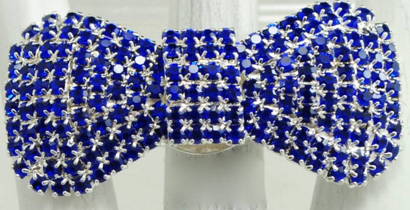 Blauer Rhinestone-Bogen-Ring, Verstellbarer Silberring von victoriascharms