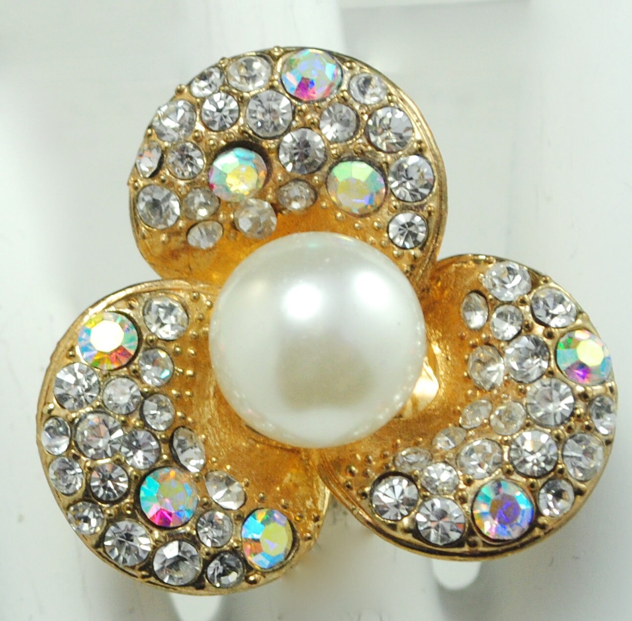 Blumiger Perlenring Mit Ab-strasssteinen, Verstellbares Band von victoriascharms