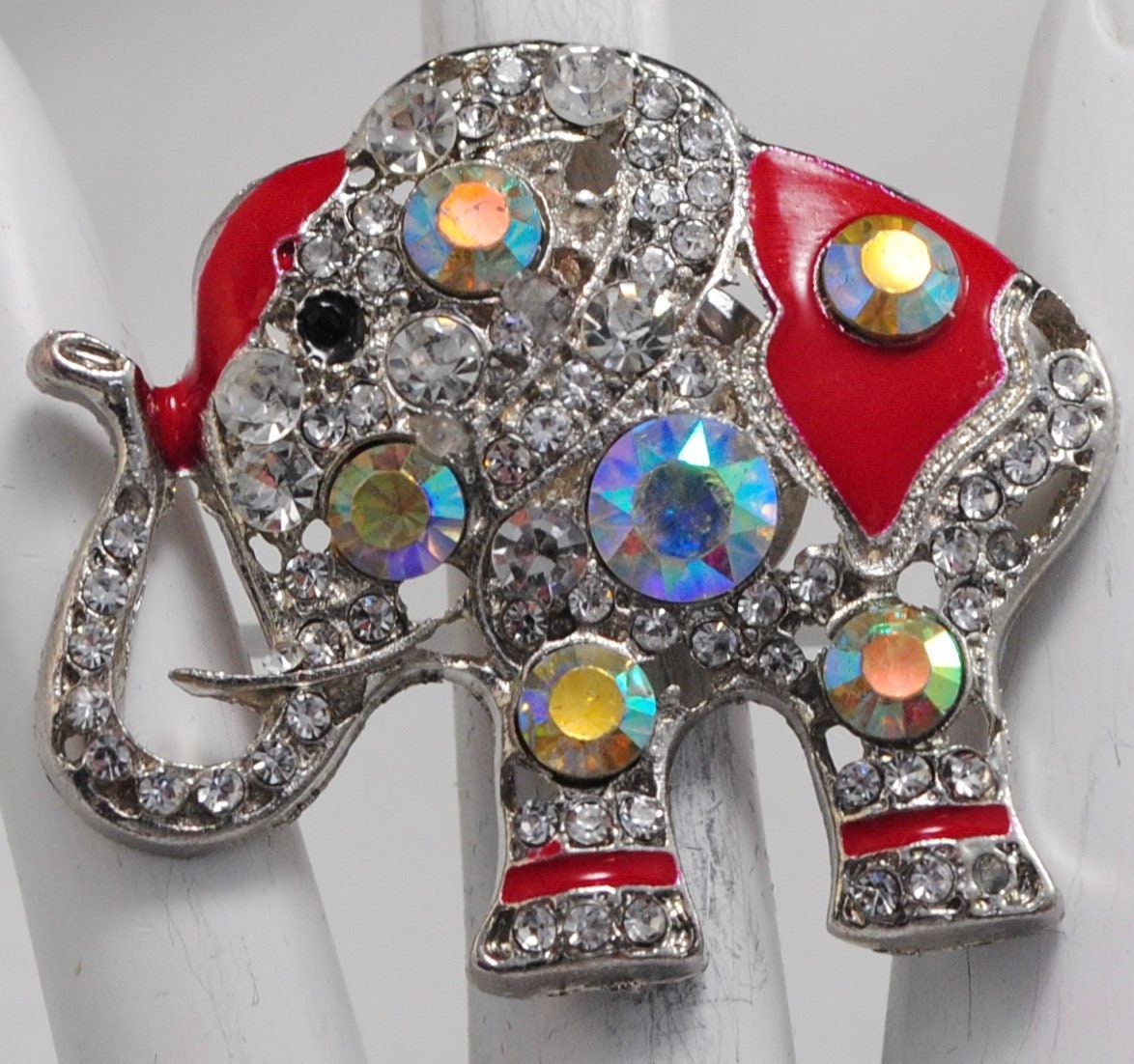 strass Elefantenring Rot & Ab Kristalle, Verstellbares Band von victoriascharms