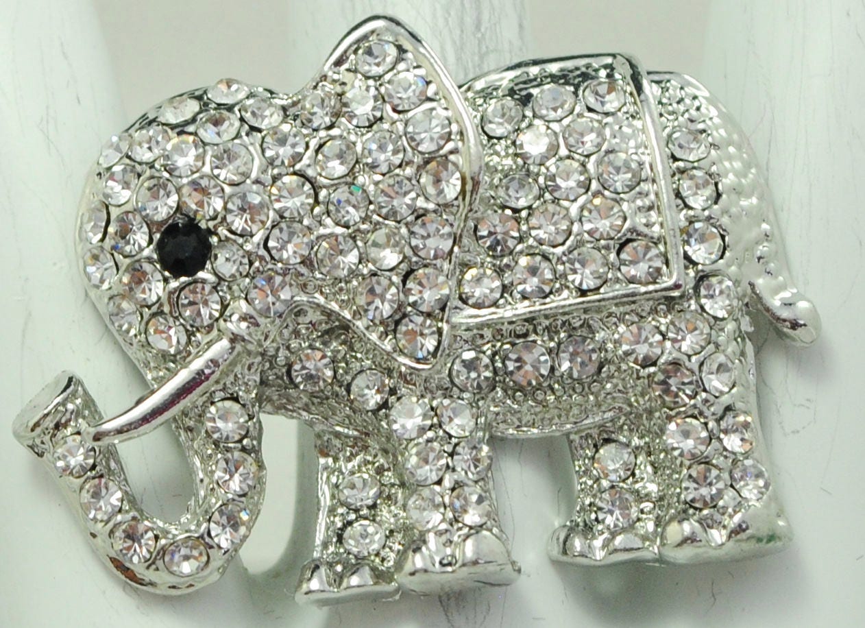 strass Elefanten Ring - Verstellbarer Silber Tier von victoriascharms