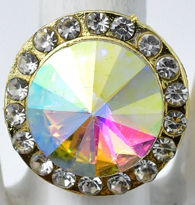 Gold Cocktail Ring Ab & Klare Strasssteine Hochzeit Schmuck Verstellbaren von victoriascharms
