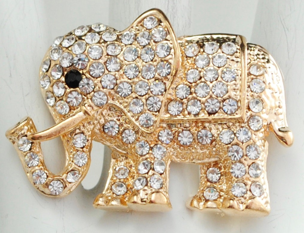 Gold Elefant Ring Mit Strasssteinen, Verstellbarer Tierring von victoriascharms