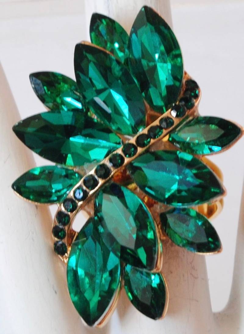 Grün Rhinestone-Ring Marquise Strassstein-Weihnachtsschmucksachen Geschenk Für Frauen-Verstellbarer Ring von victoriascharms