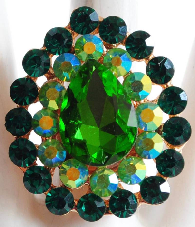 Grün Teardrop Ring & Ab Strass, Geschenk Für Frauen, Verstellbarer von victoriascharms