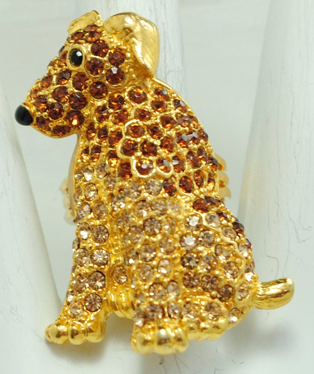 Gold Hund Ring, Strass Haustier Schmuck, Verstellbares Band von victoriascharms