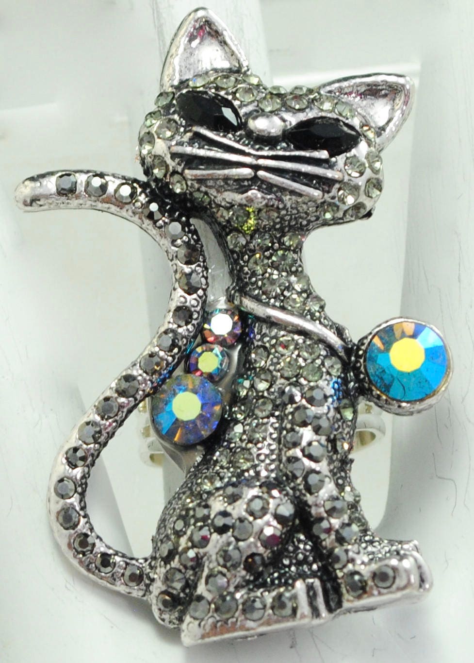 strass Katze Ring, Verstellbarer Haustier Schmuck von victoriascharms