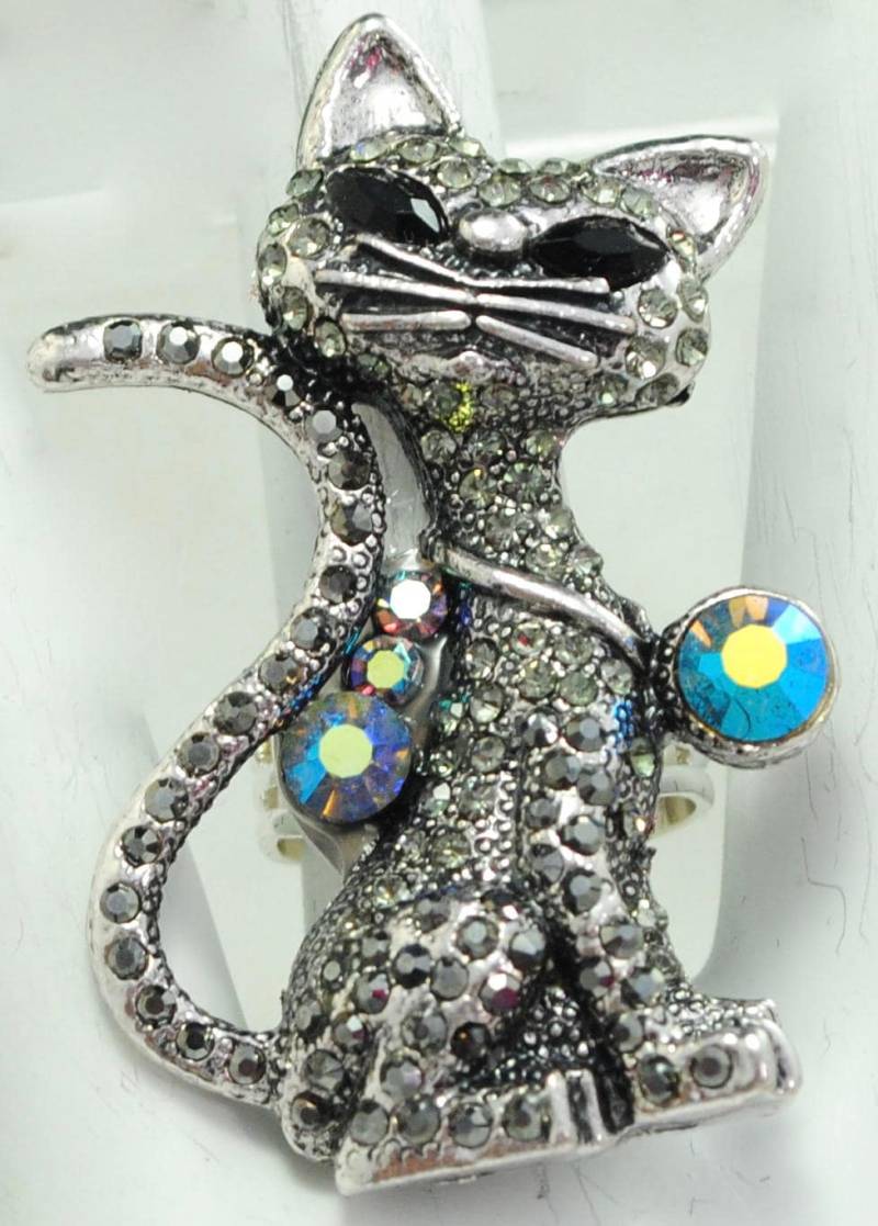 strass Katze Ring, Verstellbarer Haustier Schmuck von victoriascharms