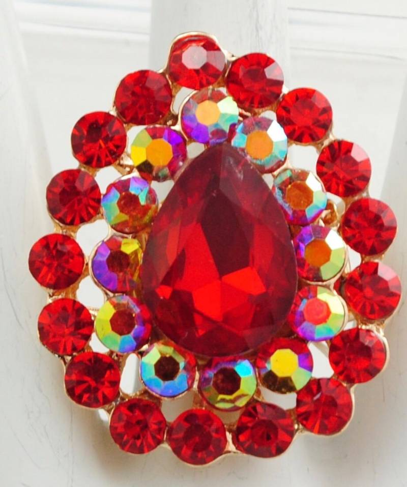 Red Teardrop Ring Ab Strasssteine Holidayjewelry, Geschenk Für Frauen, Einstellbarer von victoriascharms