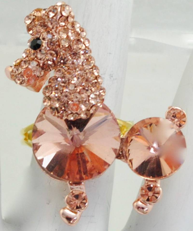 Rose Gold Pudel Ring, Strass Hund Schmuck, Verstellbares Band von victoriascharms
